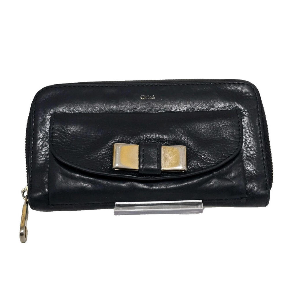 Chloe Lily Ribbon Long Wallet Black - GUC